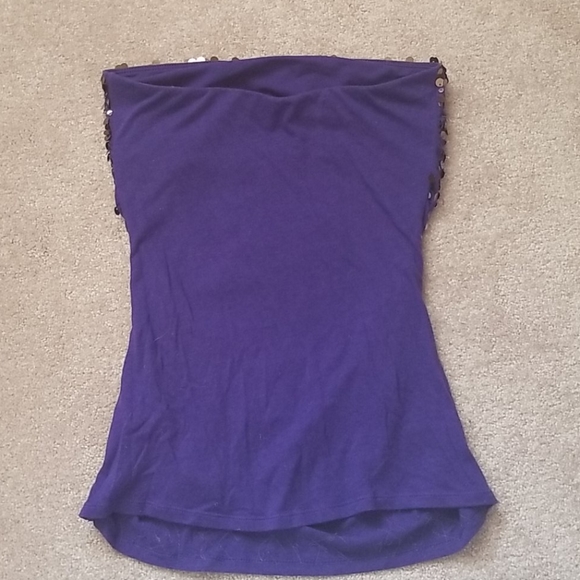 Sequin Purple Strapless Top - Picture 2 of 3